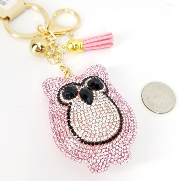 Owl Crystal Tassel Keychain Purse Bag Charms - Picture 6 of 7